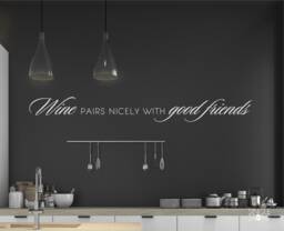 Wine Pairs Nicely With Good Friends Wall Decal Quote - Vinyl Art Kitchen Home Decor