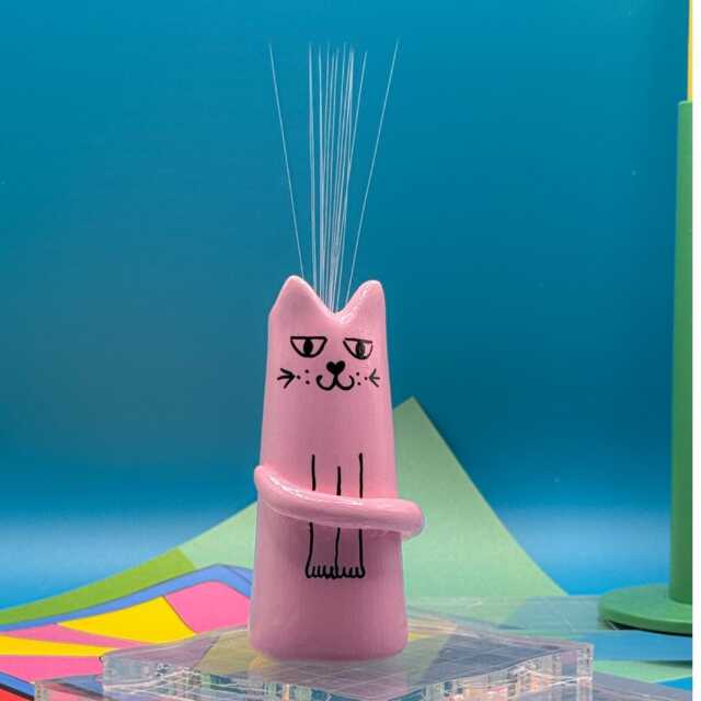 Handmade Pink Cat Whiskers Vase Kawaii Desk Decor - image 1