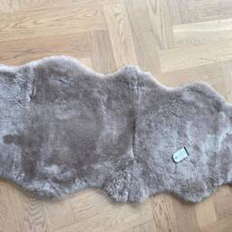 Greige Sheepskin Rug , Double Length Short Wool Shearling, Genuine Sheepskin, 70 X 180cm, Soft Muted Grey, Beige - thumbnail 2