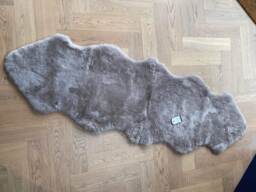 Greige Sheepskin Rug , Double Length Short Wool Shearling, Genuine Sheepskin, 70 X 180cm, Soft Muted Grey, Beige - thumbnail 1