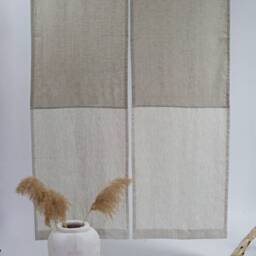 Oatmeal Linen Noren Curtain Japanese Doorway Divider, Custom Colors - thumbnail 2