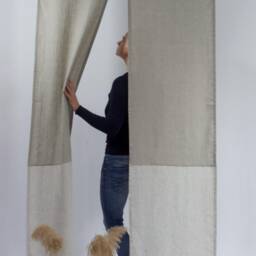 Oatmeal Linen Noren Curtain Japanese Doorway Divider, Custom Colors - thumbnail 3