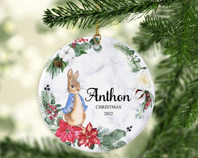 Personalised First Christmas Ornament Child's Custom Name, Ceramic Or Mdf Acrylic Bauble Customised Disc For Tree Hanging Decorations - image 1