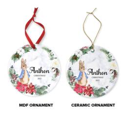 Personalised First Christmas Ornament Child's Custom Name, Ceramic Or Mdf Acrylic Bauble Customised Disc For Tree Hanging Decorations - thumbnail 3
