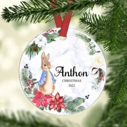 Personalised First Christmas Ornament Child's Custom Name, Ceramic Or Mdf Acrylic Bauble Customised Disc For Tree Hanging Decorations - thumbnail 2
