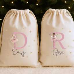 Personalised Fairy Ballerina Christmas Stocking & Sack - Custom Santa Gift Bag With Name - Girls' Festive Present - thumbnail 2