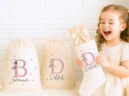 Personalised Fairy Ballerina Christmas Stocking & Sack - Custom Santa Gift Bag With Name - Girls' Festive Present - thumbnail 1