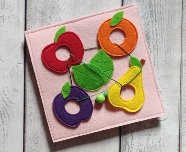 Felt Fruit Lacing Quiet Book Page Montessori Toy - 0-2 Year - image 1
