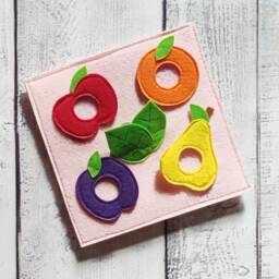 Felt Fruit Lacing Quiet Book Page Montessori Toy - 0-2 Year - thumbnail 2