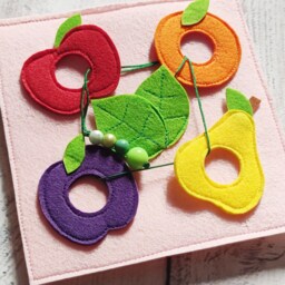Felt Fruit Lacing Quiet Book Page Montessori Toy - 0-2 Year - thumbnail 3
