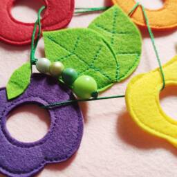 Felt Fruit Lacing Quiet Book Page Montessori Toy - 0-2 Year - thumbnail 4