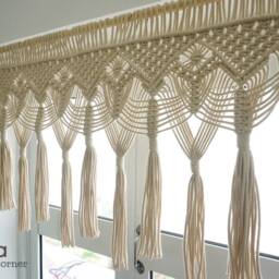 Handmade Macrame Window Valance Boho Curtain, Wall Tapestry - thumbnail 3