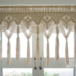 Handmade Macrame Window Valance Boho Curtain, Wall Tapestry - thumbnail 2
