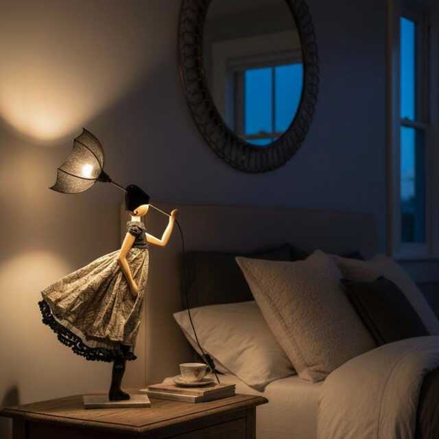 Lyra Windswept Umbrella Lady Lamp - image 1