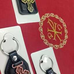 Leather Keychain With Silver Metal Cross Symbol Of Faith - thumbnail 4