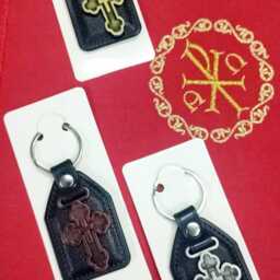 Leather Keychain With Silver Metal Cross Symbol Of Faith - thumbnail 2