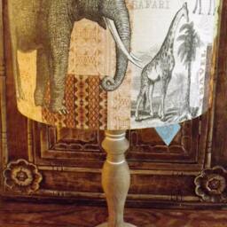 Shabby Chic Safari Lamp Shade Elephant, Giraffe, Zebra - thumbnail 3