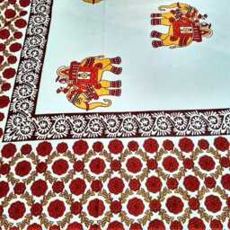 White Handblock Printed Cotton Queen Size Bedsheet - thumbnail 4