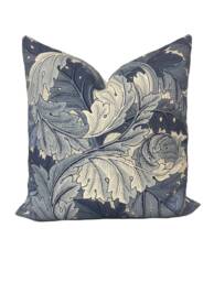 William Morris Acanthus Indigo Outdoor Fabric Cushion Cover Pillow - thumbnail 1