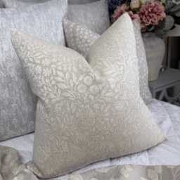 Hidcote Weave Cushion Cover Throw Pillow Case, John Lewis Fabric Putty Natural Double-Sided Textured Floral Pattern Handmade UK - thumbnail 1