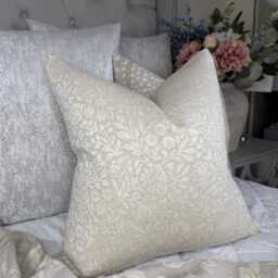 Hidcote Weave Cushion Cover Throw Pillow Case, John Lewis Fabric Putty Natural Double-Sided Textured Floral Pattern Handmade UK - thumbnail 4