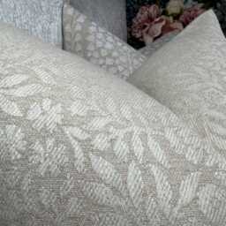 Hidcote Weave Cushion Cover Throw Pillow Case, John Lewis Fabric Putty Natural Double-Sided Textured Floral Pattern Handmade UK - thumbnail 3
