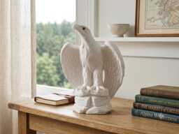 Roman Eagle Statue, Cast Marble Aquila Sculpture, Ancient Rome Legion Emblem, Bird Of Prey, Office Desk Decor Gift - thumbnail 1
