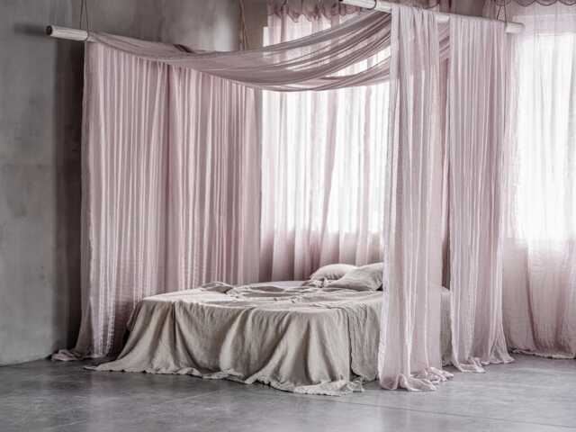 Linen Canopy Scarf For A Luxurious Bedroom Retreat, Romantic Translucent Your Bed, Dreamy European Muslin Drape - image 1