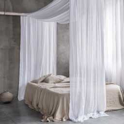 Linen Canopy Scarf For A Luxurious Bedroom Retreat, Romantic Translucent Your Bed, Dreamy European Muslin Drape - thumbnail 2
