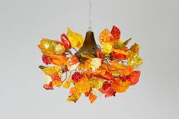 Floral Chandelier Resin Flowers & Leaves, Warm Color Lighting