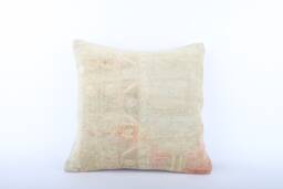 Vintage Turkish Kilim Pillow Cover Handwoven Wool, 18x18 - thumbnail 1