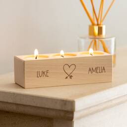 Personalised Wood Anniversary Candle Holder Engraved Heart Design, Couples Gift - Lc888 - thumbnail 4