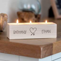 Personalised Wood Anniversary Candle Holder Engraved Heart Design, Couples Gift - Lc888 - thumbnail 2