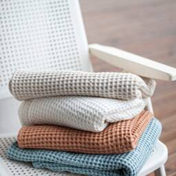 Waffle Linen Towel Set in Sky Blue Body, Hand & Face Waffle Towels. Linen Bath Towels - thumbnail 4