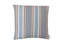 Handmade Coastal Stripe Cushion Cover Marine Blue, Red, & White - thumbnail 1