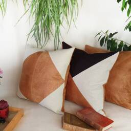 Triangle Faux Leather Pillow Cover Modern Scandinavian Home Decor - thumbnail 3