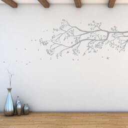 Tree Branch Wall Sticker With Falling Leaves & Birds Perched - Removable Wall Decal Home Decor Art - thumbnail 3