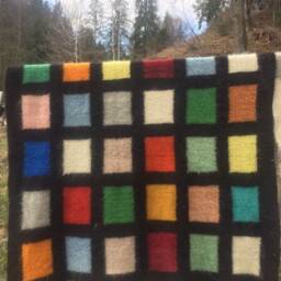 Handmade Fluffy Wool Blanket Organic Black Bedding Decor - thumbnail 3