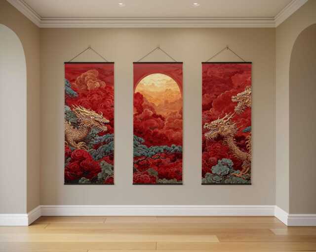 Chinese Dragon Tapestry - Wall Hanging Unique Art - image 1