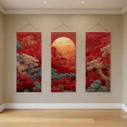 Chinese Dragon Tapestry - Wall Hanging Unique Art - thumbnail 3
