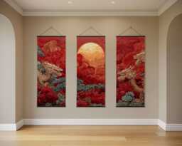 Chinese Dragon Tapestry - Wall Hanging Unique Art - thumbnail 1