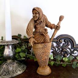 Baba Yaga, The Russian Witch Statue, Hand Painted Resin Sculpture - Slavic Folklore Crone Figurine Yaga Art For Gothic Home Decor - thumbnail 3