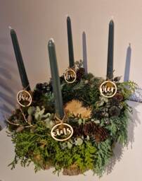 Number Pendant Advent Wreath - Decorative Wood