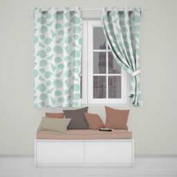 Cute Sea Shells Blue Beige Minimal Seamless Pattern Readymade Eyelet Ring Top Thermal 100% Blackout Curtains - thumbnail 1