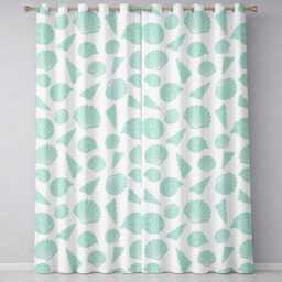 Cute Sea Shells Blue Beige Minimal Seamless Pattern Readymade Eyelet Ring Top Thermal 100% Blackout Curtains - thumbnail 2