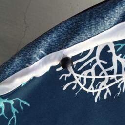 Fitted Round Tablecloth Elastic Or Drawstring - Isadella Navy Teal For Indoor Outdoor Use Pfas Free Table Cover - thumbnail 2