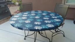 Fitted Round Tablecloth Elastic Or Drawstring - Isadella Navy Teal For Indoor Outdoor Use Pfas Free Table Cover