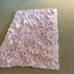 Rag Rug, Baby Pink & White Boho Chic Area Shag Rugs, Shabby Floor Mat, Welcome Newborn Photography Girl - thumbnail 3