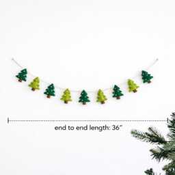Handmade Felt Christmas Tree Garland, 3Ft Wool Holiday Decor - thumbnail 2