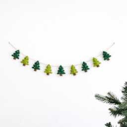 Handmade Felt Christmas Tree Garland, 3Ft Wool Holiday Decor - thumbnail 3